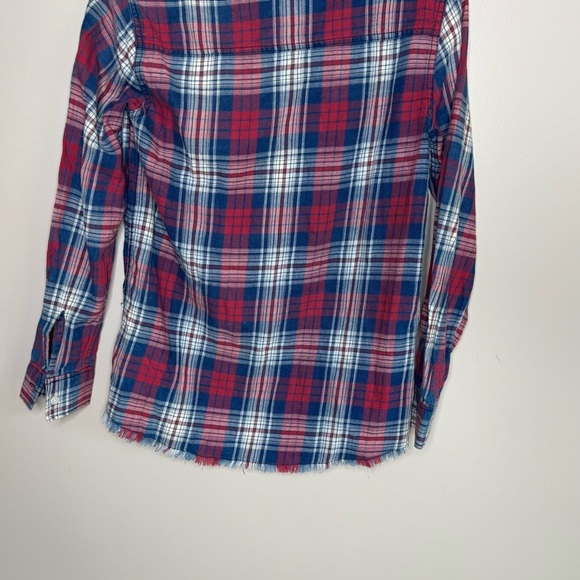 Joe's Jeans Red and Blue Button Down fringe bottom Shirt NWT xs - Picture 11 of 11